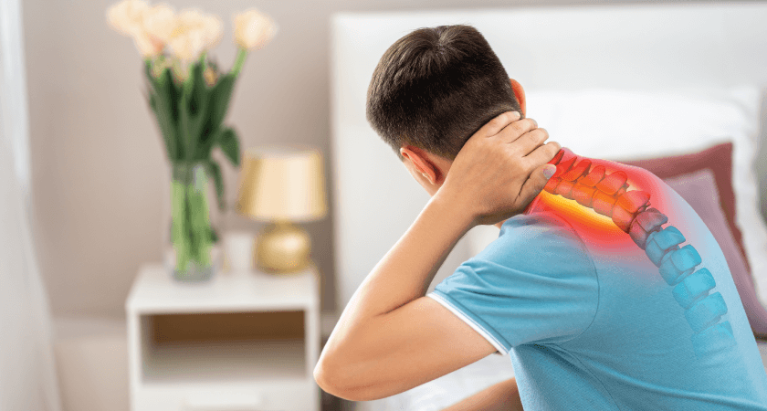 Man showing neck pain